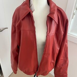Zara Women's oversized Leather bomber Jacket